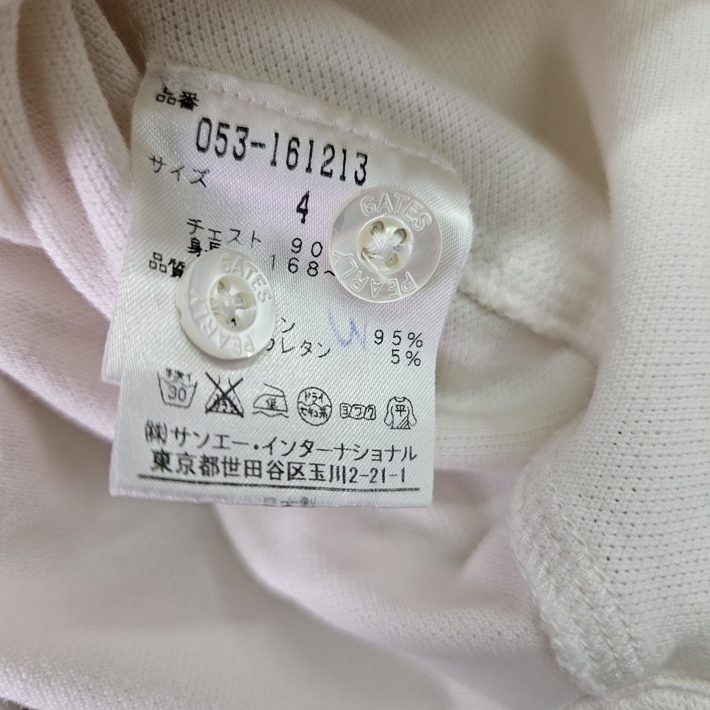 Pearly Gates Golf Polo Shirt Womens Size 4 White Long Sleeve Stretch Japan - Picture 9 of 15